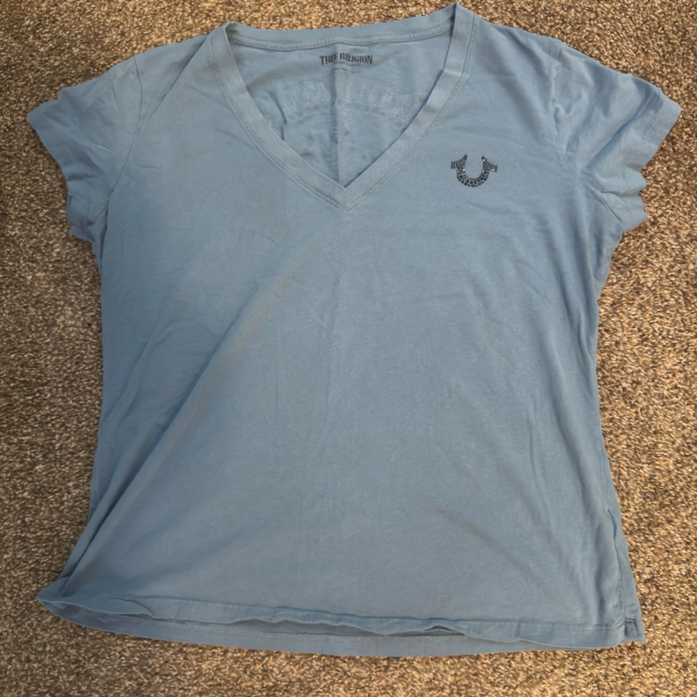 True Religion Blue Fitted Short Sleeve T-Shirt